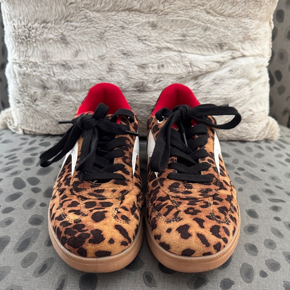 Nicole Miller Women’s Leopard Suede Tennis Shoes - Picture 2 of 7